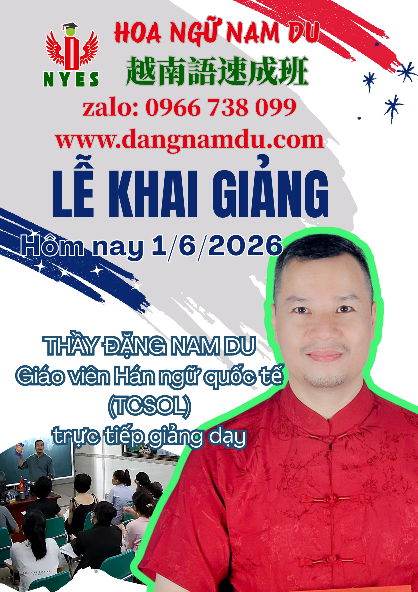 Hoa ngữ Nam Du chiêu sinh hè 2026